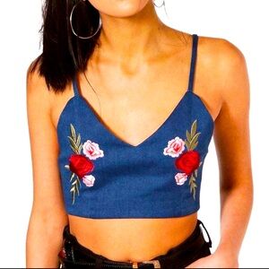 NEW Denim rose crop top